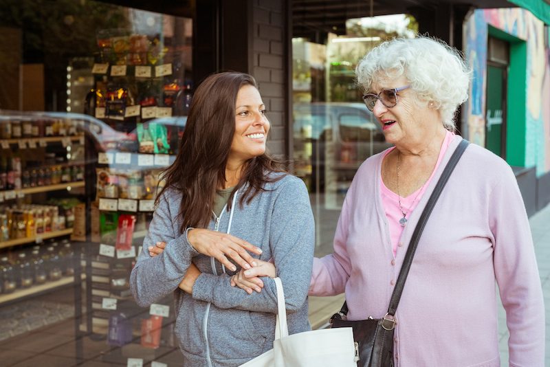La Grange Park home care aide accompanying an older adult on a shopping trip